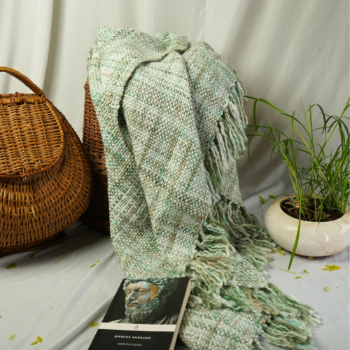 Forest Haze Green Woollen Throw
