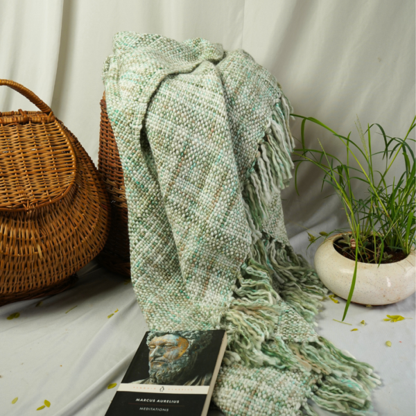 Forest Haze Green Woollen Throw