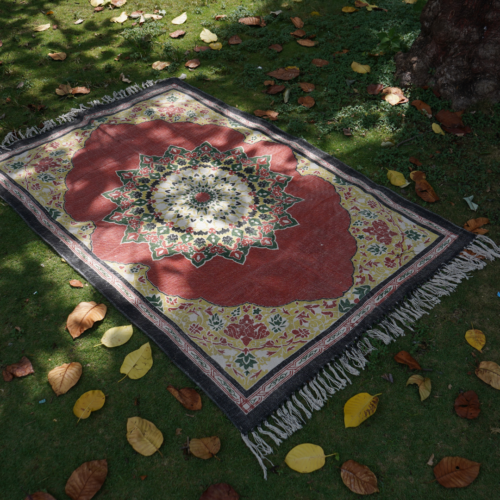 Kashmiri Yellow & Orange Printed Kaleen