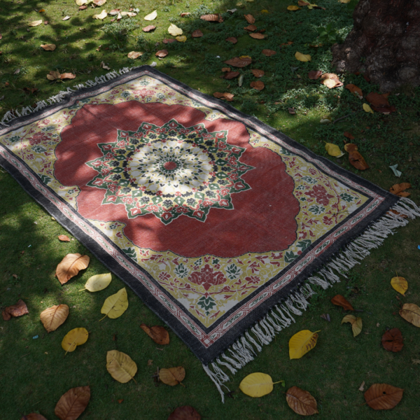 Kashmiri Yellow & Orange Printed Kaleen