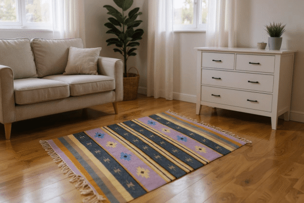 Boho Multicolour Handwoven Printed Kaleen