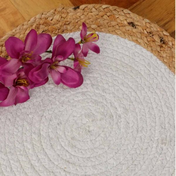 White and Brown Jute Rug