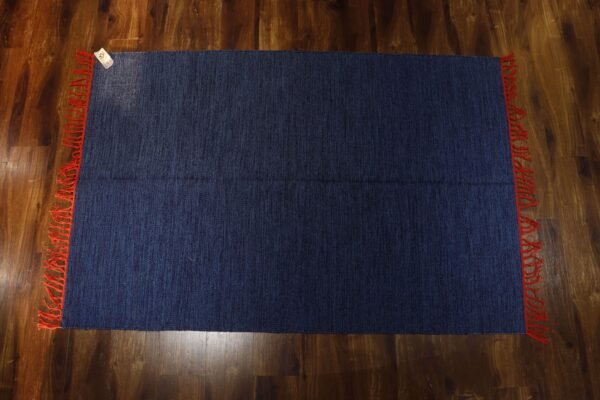 Intricate Handloom Woven Blue and Red Kaleen