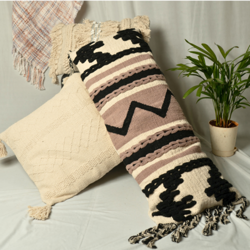 Handwoven rustic charm bolster pillow cover