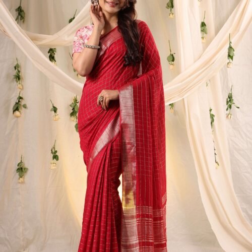 Scarlet Rush Double Blouse Fancy Saree