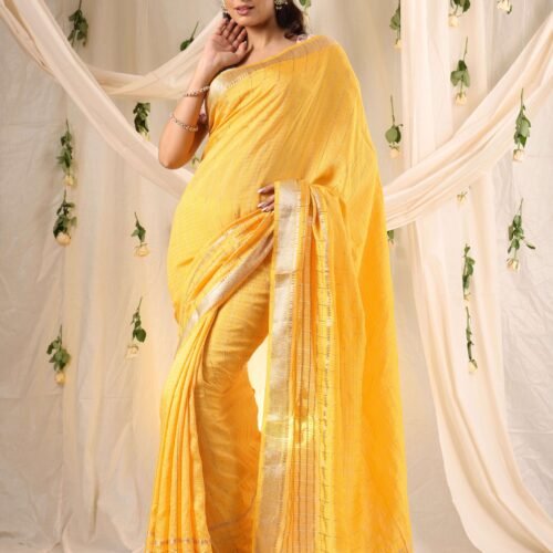 Marigold Muse Double Blouse Fancy Saree