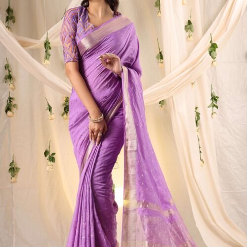 Lilac Tranquil Double Blouse Fancy Saree
