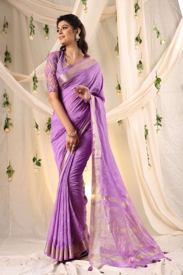 Lilac Tranquil Double Blouse Fancy Saree