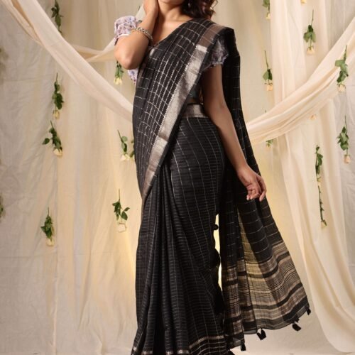 Noir Elegance Double Blouse Fancy Saree