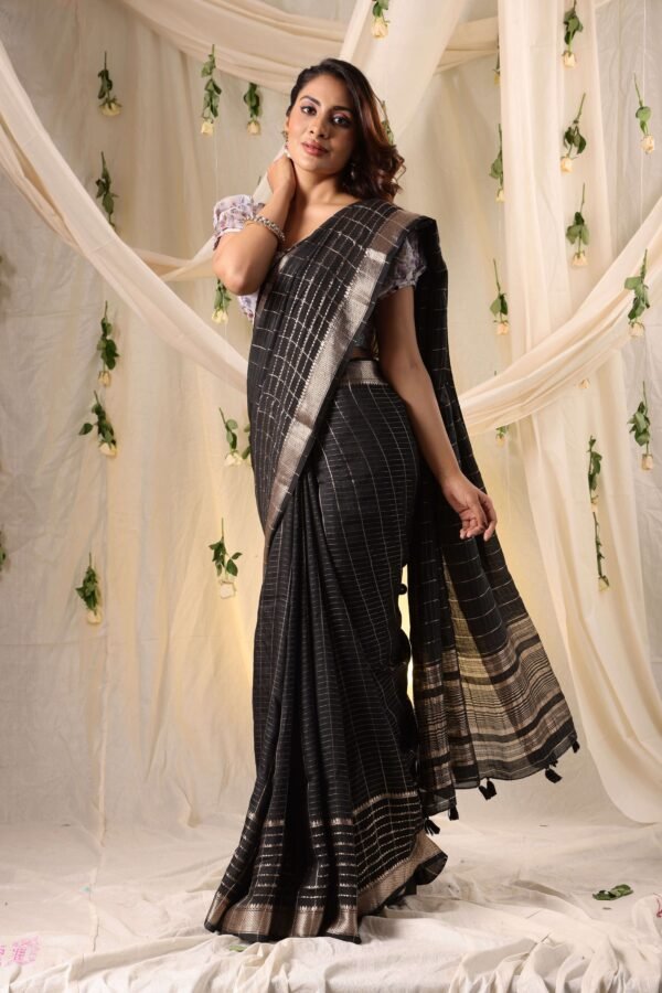 Noir Elegance Double Blouse Fancy Saree