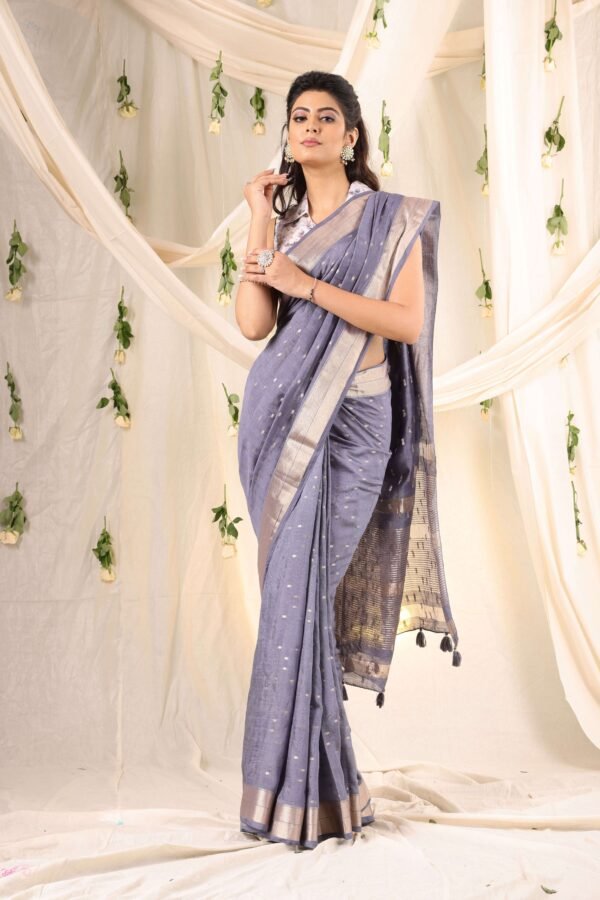 Smoke Serenade Double Blouse Fancy Saree