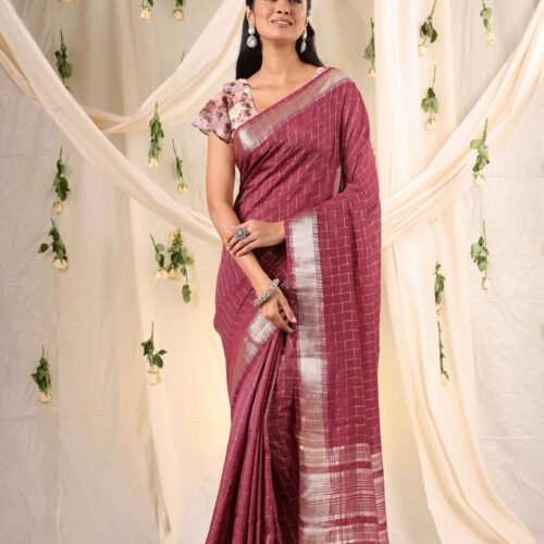 Crimson Nova Double Blouse Fancy Saree
