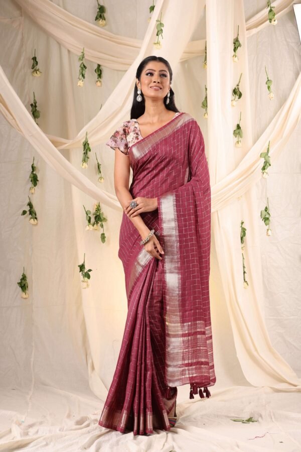 Crimson Nova Double Blouse Fancy Saree