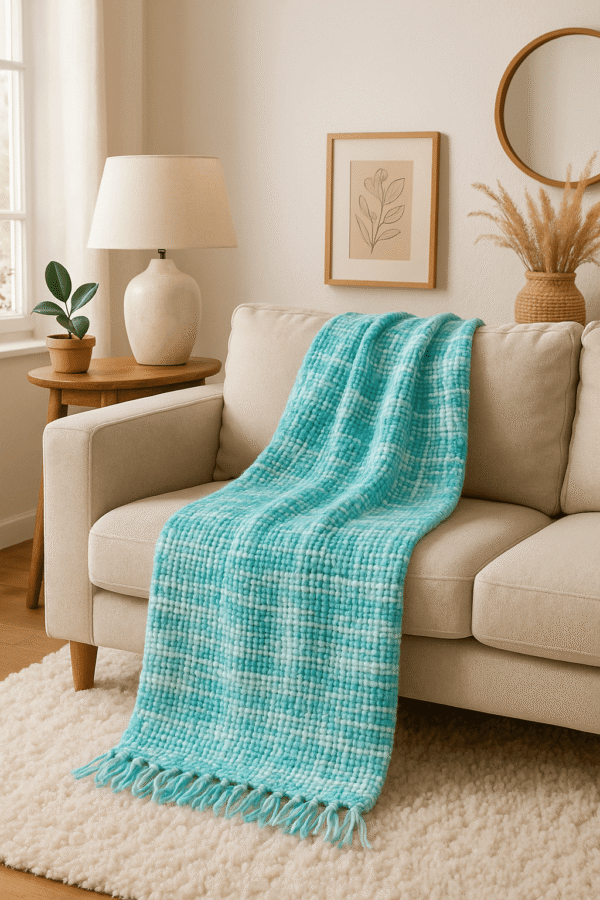 Costal Calm Turquoise Woollen Throw