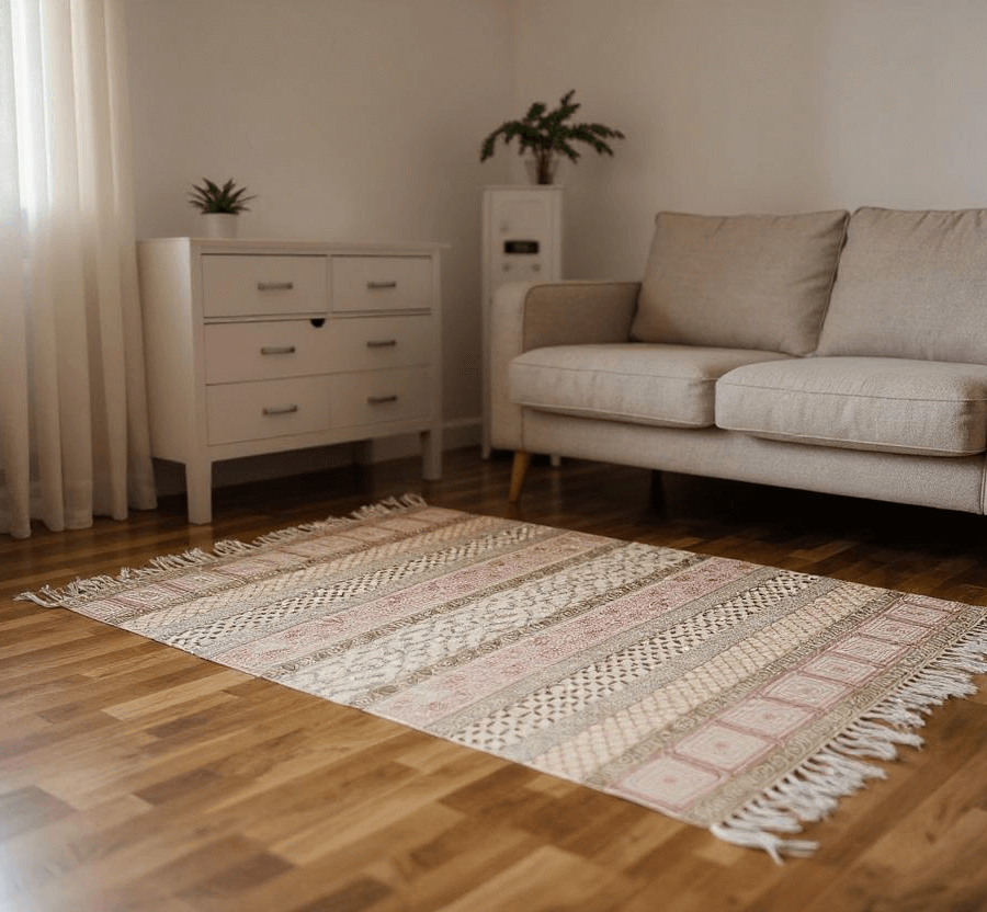 Cotton Blend Block Hand Printed Kaleen