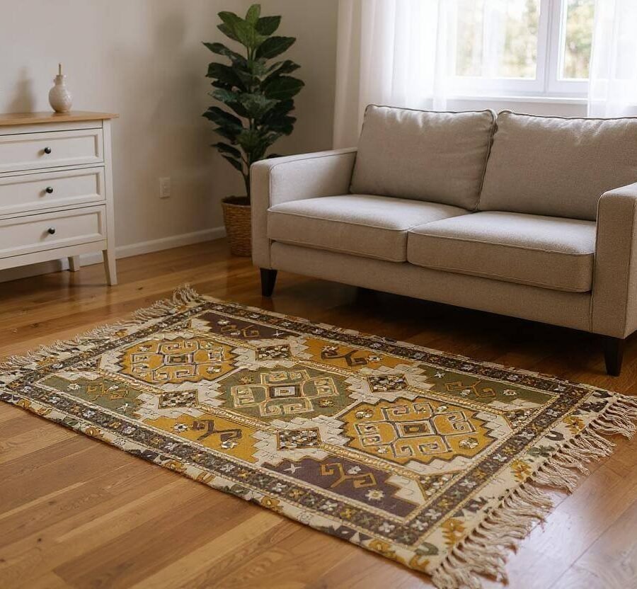 Geometric Yellow and Rust Kaleen