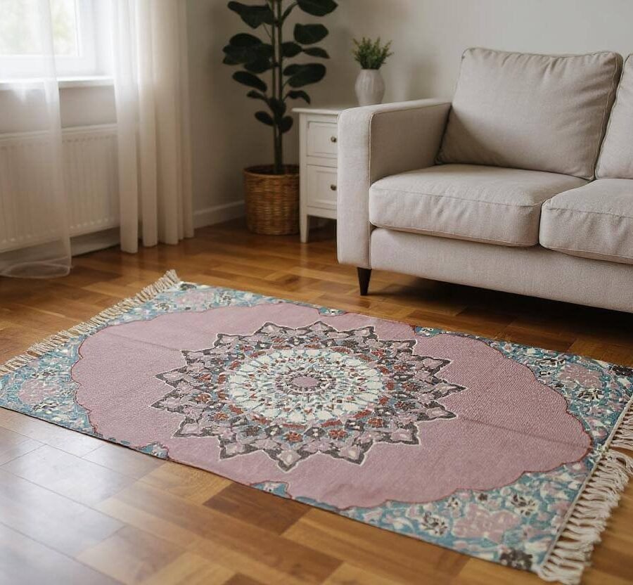 Lavender & Red Kashmiri Printed Kaleen