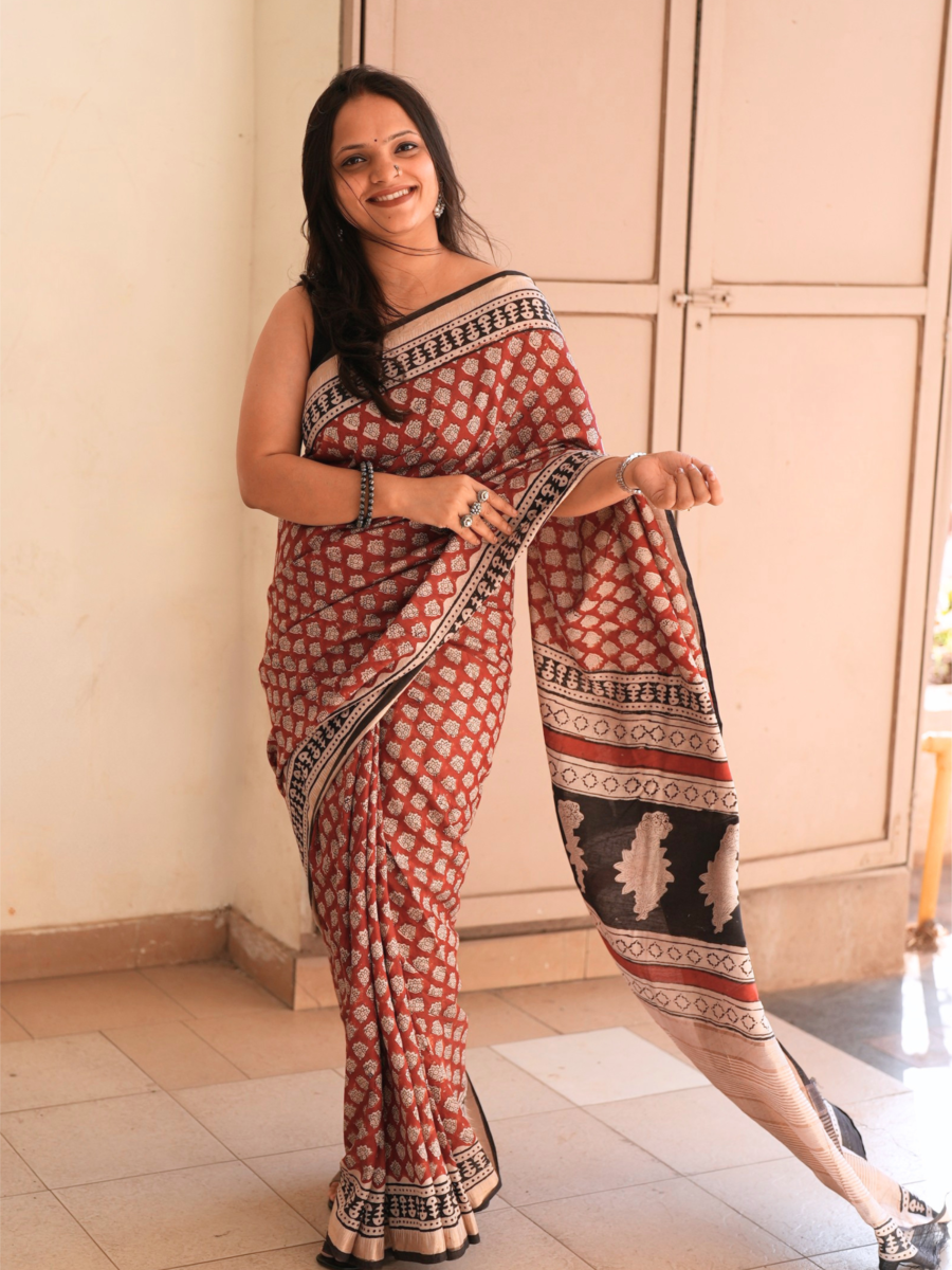 Sunbaked Bagru Print Saree