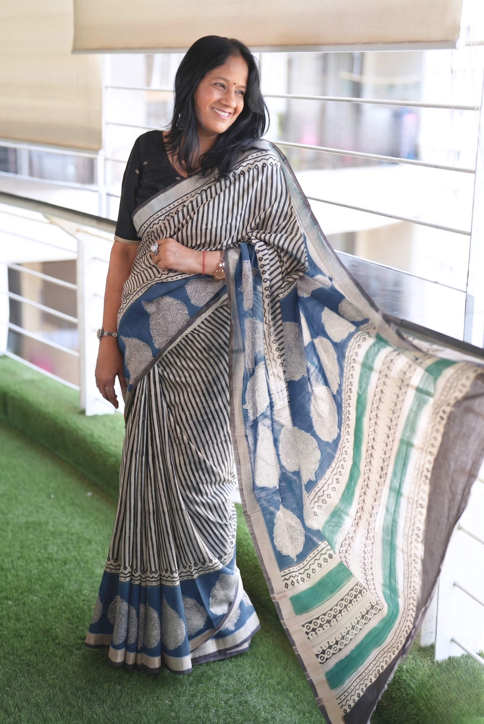 Peachglow Block Print Saree – peach handcrafted block print cotton saree | Karmara India